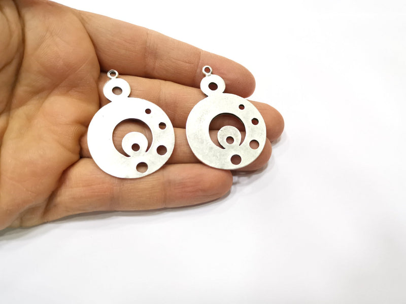 2 Silver Charms Antique Silver Plated Charms (46x33mm)  G17539