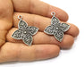 2 Silver Charms Antique Silver Plated Charms (37x32mm)  G17540