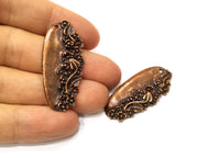 2 Flower Charm Antique Copper Charm (43x20mm) G17546