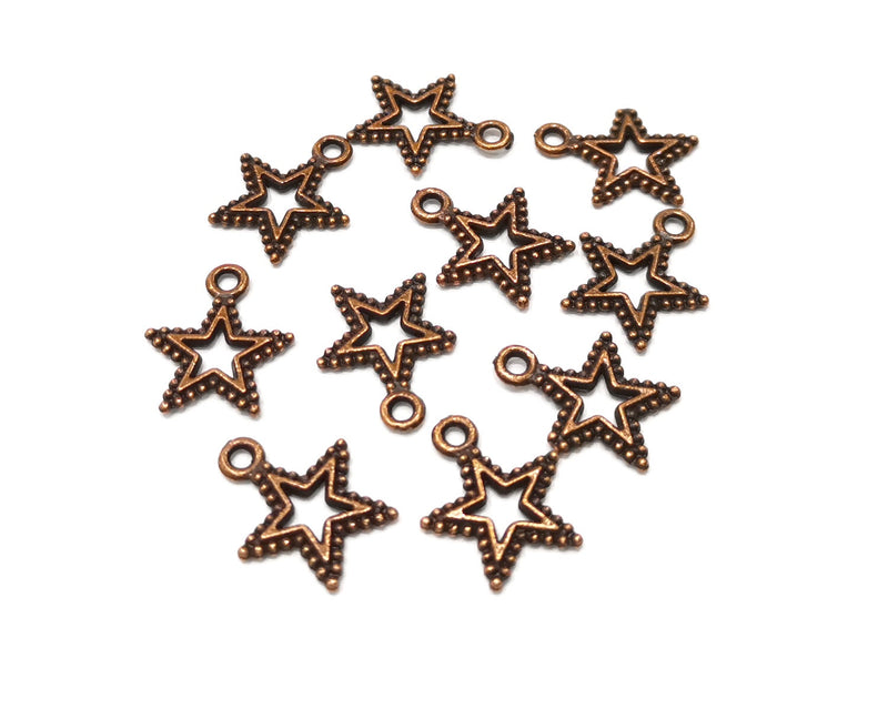 20 Star Charm Antique Copper Charm (17x14mm) G17558