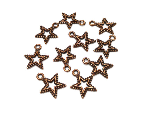 20 Star Charm Antique Copper Charm (17x14mm) G17558