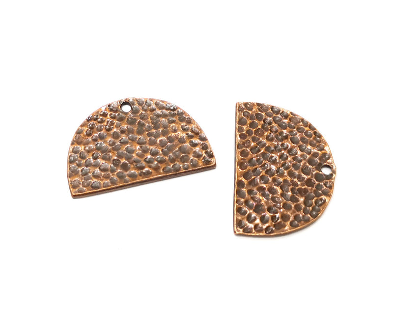 2 Hammered Semi Circle Charm Antique Copper Charm (30x20mm) G17559