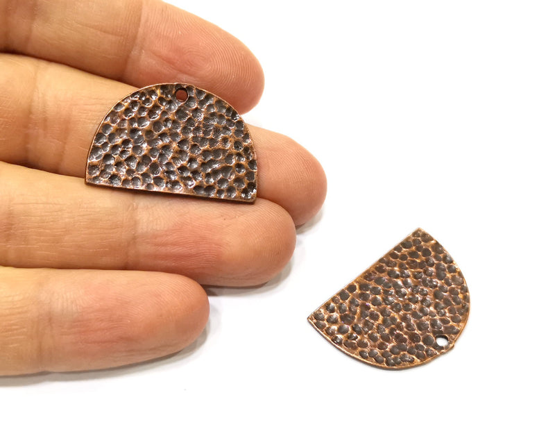2 Hammered Semi Circle Charm Antique Copper Charm (30x20mm) G17559