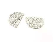 2 Hammered Semi Circle Charms Antique Silver Plated Charms (30x20mm)  G17562