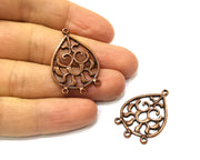 4 Teardrop Connector Charm Antique Copper Charm (35x23mm) G17563