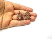 4 Teardrop Connector Charm Antique Copper Charm (35x23mm) G17563