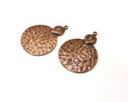 2 Hammered Round Charm Antique Copper Charm (41x30mm) G17567
