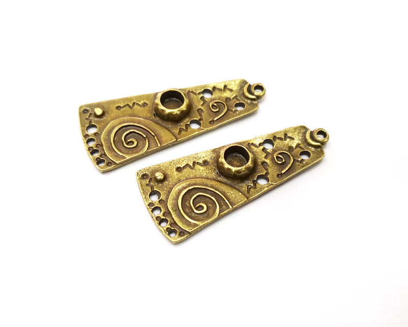 2 Antique Bronze Pendant Bezel Blank inlay Blank Mosaic Blank Resin Blank Base Setting Mountings Antique Bronze Plated (6mm blank) G17571