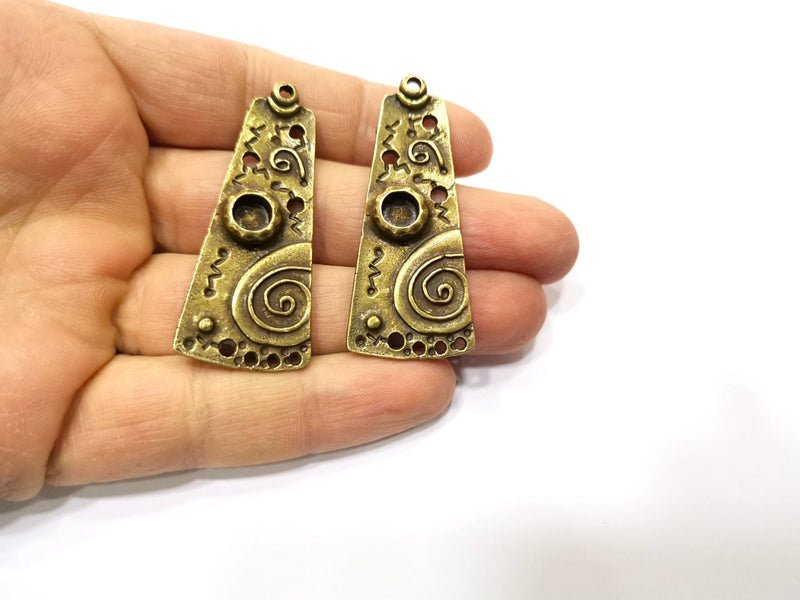 2 Antique Bronze Pendant Bezel Blank inlay Blank Mosaic Blank Resin Blank Base Setting Mountings Antique Bronze Plated (6mm blank) G17571