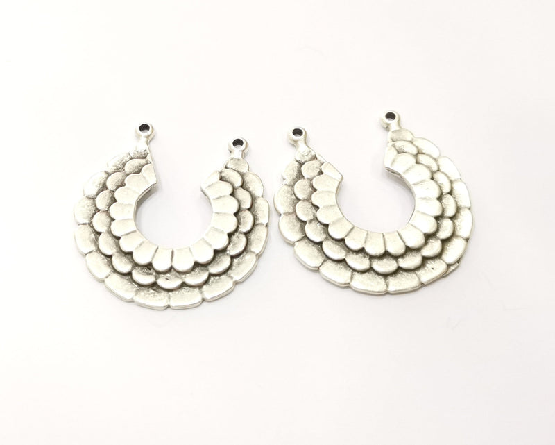 2 Silver Charms Antique Silver Plated Charms (35mm)  G17571