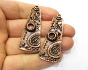 2 Copper Pendant Bezel Blank Mosaic Base inlay Blank Necklace Blank Resin Mountings Antique Copper Plated Metal (6 mm round blank) G17573