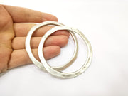 Large Circle Connector Antique Silver Plated Metal (75 mm)  G17577