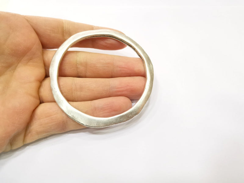 Large Circle Connector Antique Silver Plated Metal (75 mm)  G17577