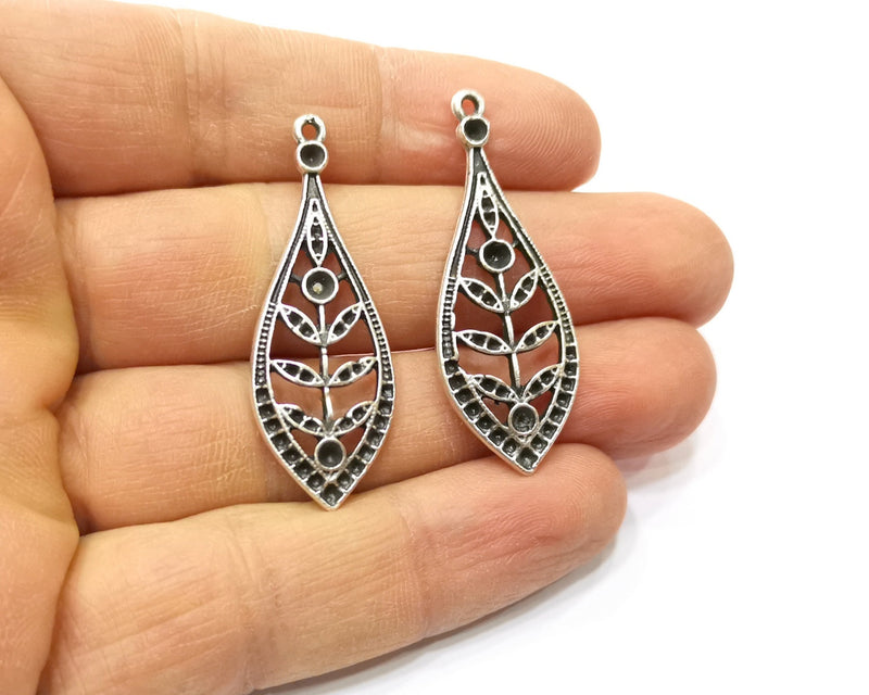 4 Leaf Charms Antique Silver Plated Charms (44x16mm)  G17580