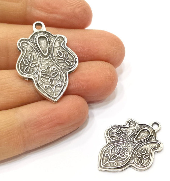 4 Silver Charms Antique Silver Plated Charms (33x24mm)  G17581