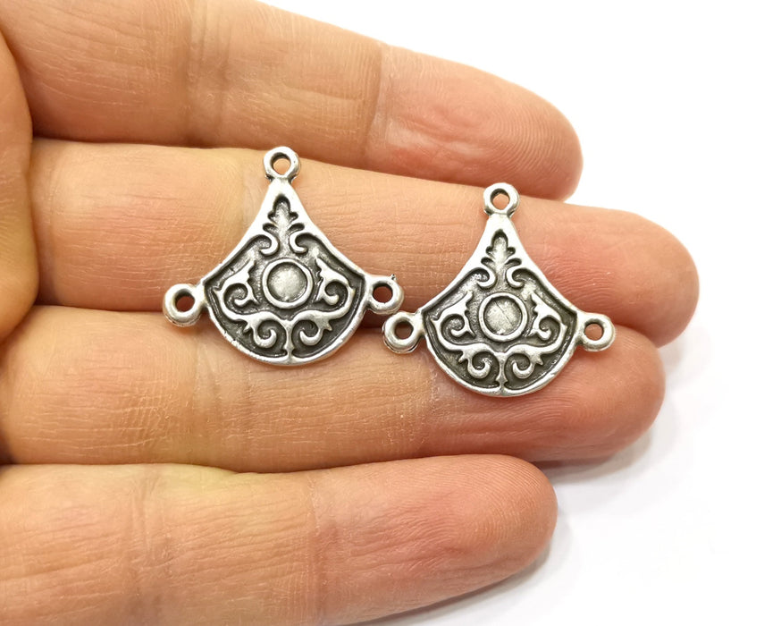 4 Silver Connector Charms Antique Silver Plated Charms (27x25mm)  G17585