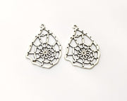4 Spider web Charms Antique Silver Plated Charms (36x23mm)  G17588