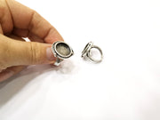 Silver Ring Setting Resin Ring Blank Cabochon Ring Mounting Adjustable Ring Base Bezel (15 mm)Antique Silver Plated Brass  G17589