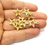 10 Star Charms Gold Plated Charms  (17x15mm)  G17590