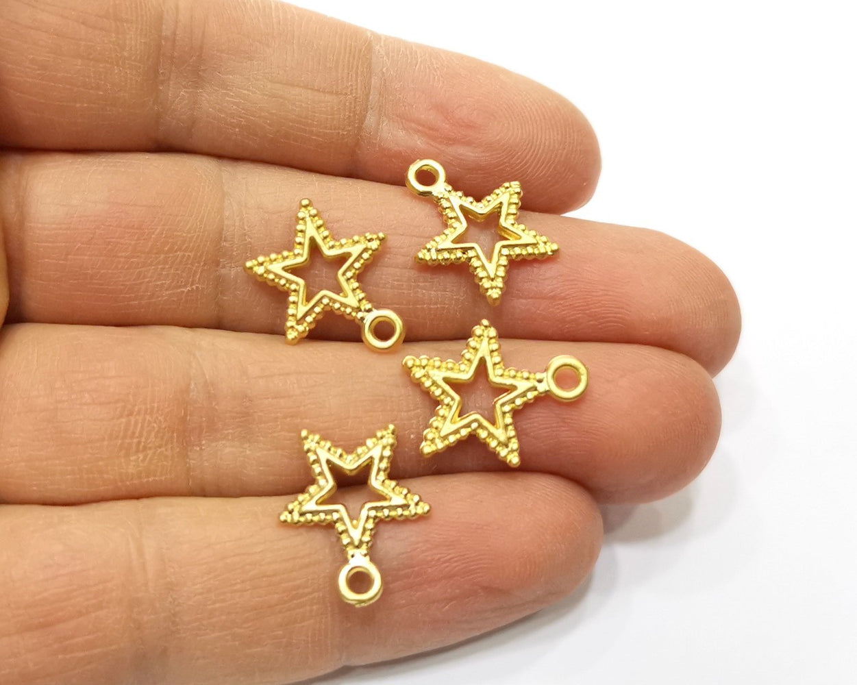 10 Star Charms Gold Plated Charms  (17x15mm)  G17590