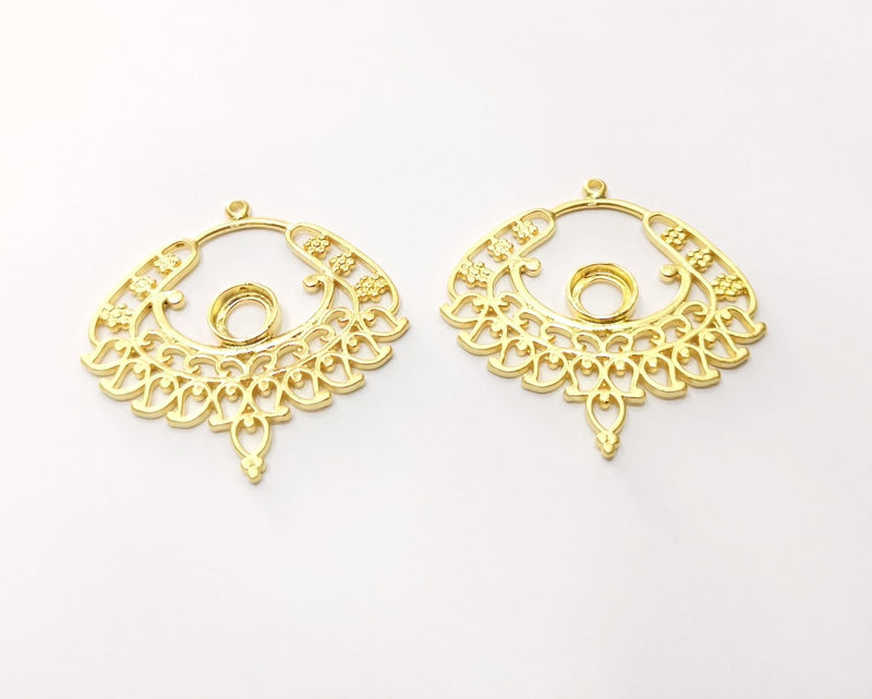 2 Gold Charms Gold Plated Charms  (43mm)  G17593