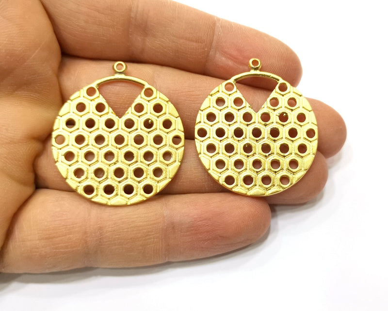 2 Gold Charms Gold Plated Charms  (33mm)  G17597