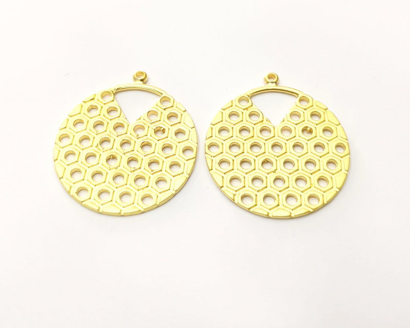 2 Gold Charms Gold Plated Charms  (33mm)  G17597