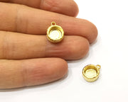 4 Gold Hammered Charm Bezel Blank Cabochon Blank Base Mountings Gold Plated Metal (8mm bezel)  G17598