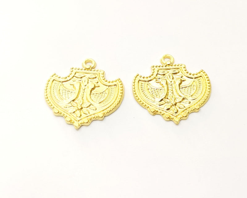 2 Gold Charms Gold Plated Charms  (28x27mm)  G17600
