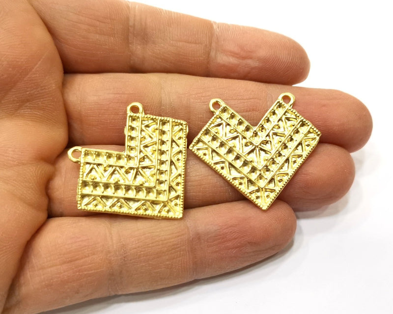 2 Gold Charms Gold Plated Charms  (34x29mm)  G17604