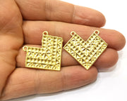 2 Gold Charms Gold Plated Charms  (34x29mm)  G17604