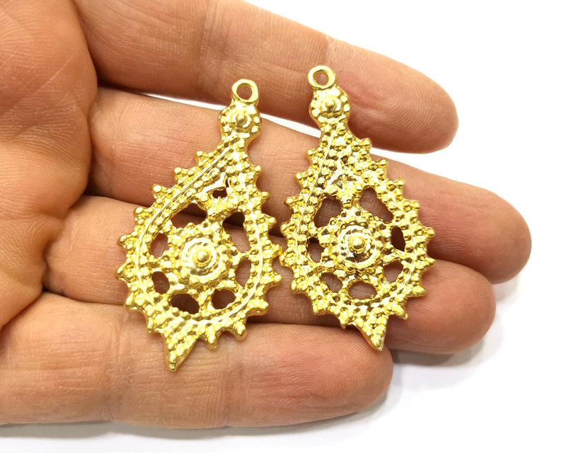 2 Gold Charms Gold Plated Charms  (51x27mm)  G17611