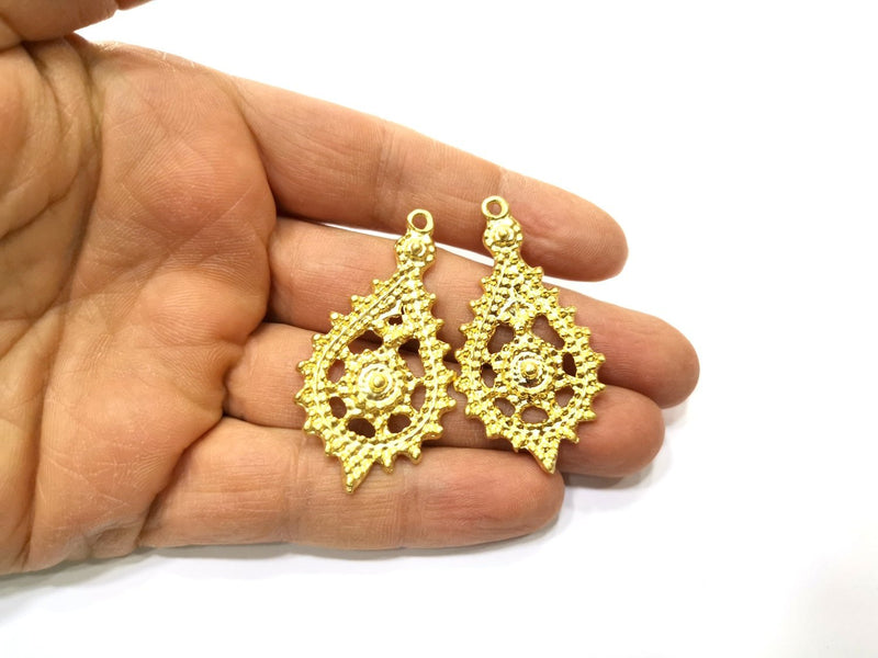 2 Gold Charms Gold Plated Charms  (51x27mm)  G17611