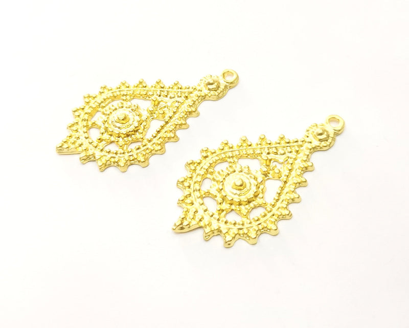 2 Gold Charms Gold Plated Charms  (51x27mm)  G17611