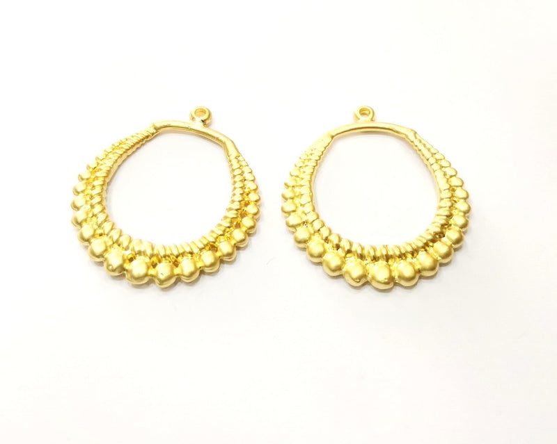 2 Gold Charms Gold Plated Charms  (35x31mm)  G17613