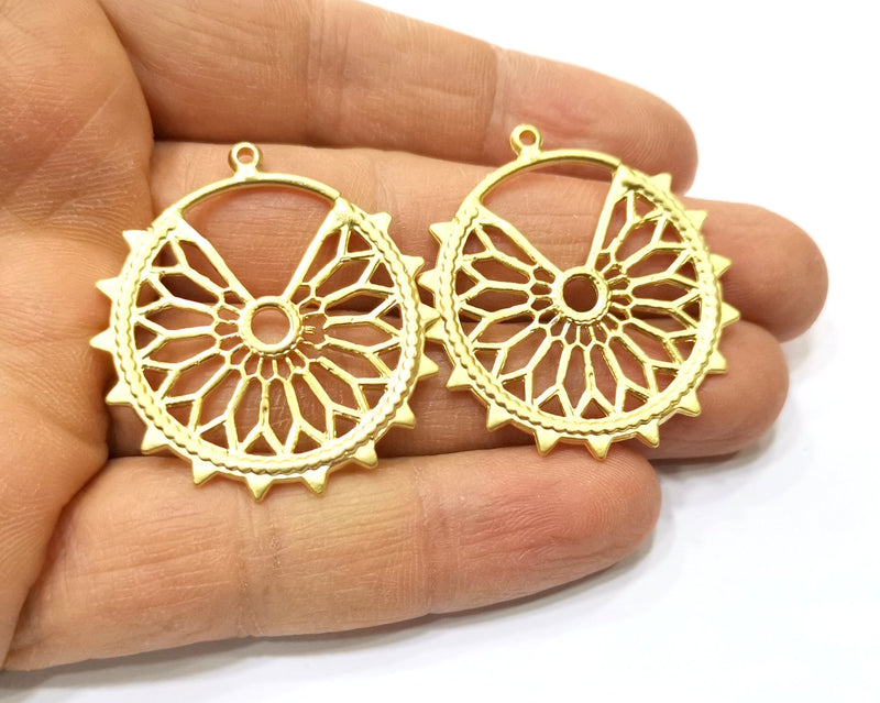 2 Gold Charms Gold Plated Charms  (39x37mm)  G17614