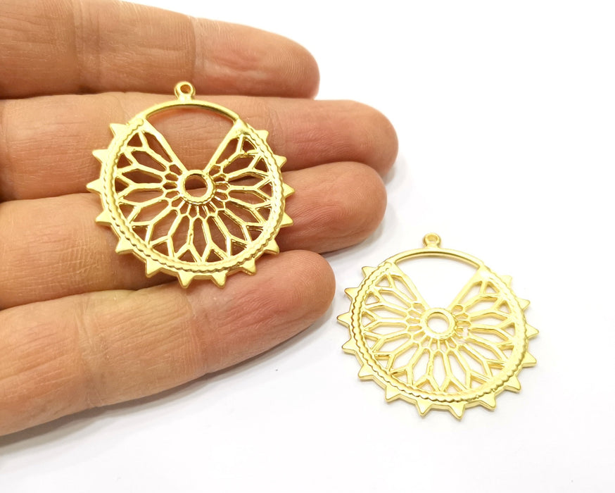 2 Gold Charms Gold Plated Charms  (39x37mm)  G17614