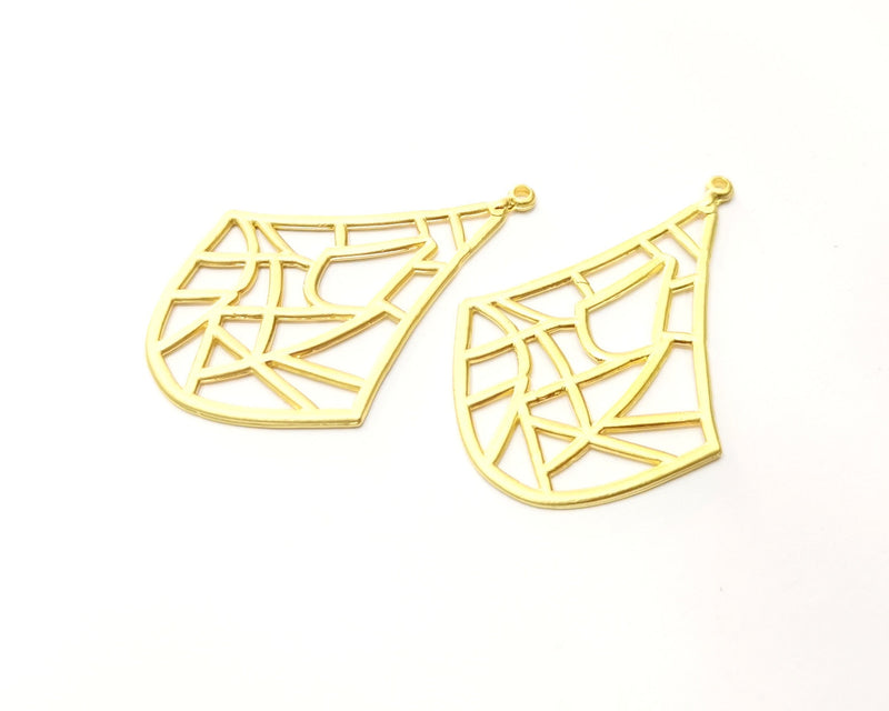 2 Gold Charms Gold Plated Charms  (53x35mm)  G17616