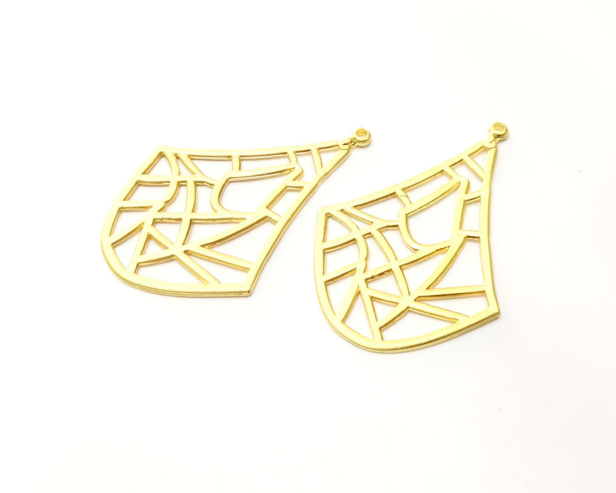 2 Gold Charms Gold Plated Charms  (53x35mm)  G17616