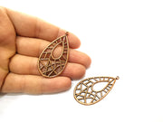 2 Teardrop Charm Antique Copper Plated Charm (52x27mm) G17621