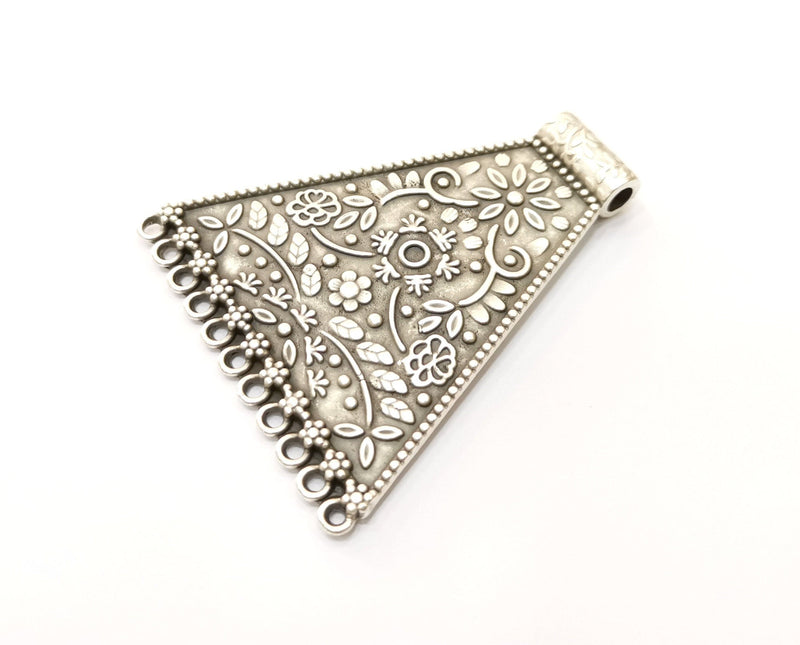 Silver Flower Pendant Antique Silver Plated Pendant (68x58mm)  G17877