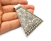 Silver Flower Pendant Antique Silver Plated Pendant (68x58mm)  G17877