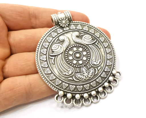 Silver Large Pendant Antique Silver Plated Pendant (78x62mm)  G17882