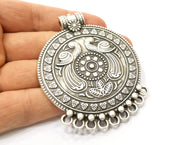 Silver Large Pendant Antique Silver Plated Pendant (78x62mm)  G17882