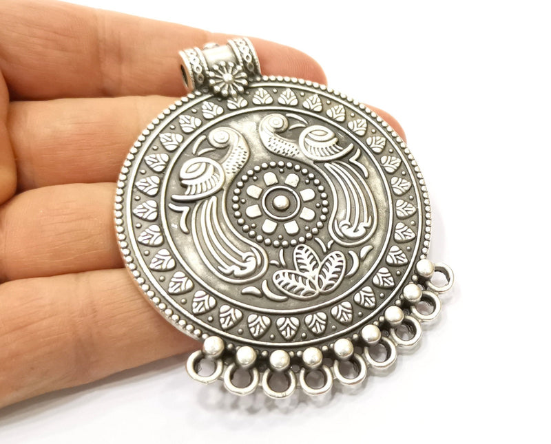 Silver Large Pendant Antique Silver Plated Pendant (78x62mm)  G17882