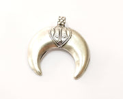 Silver Crescent Pendant Antique Silver Plated Pendant (43x39mm)  G17883