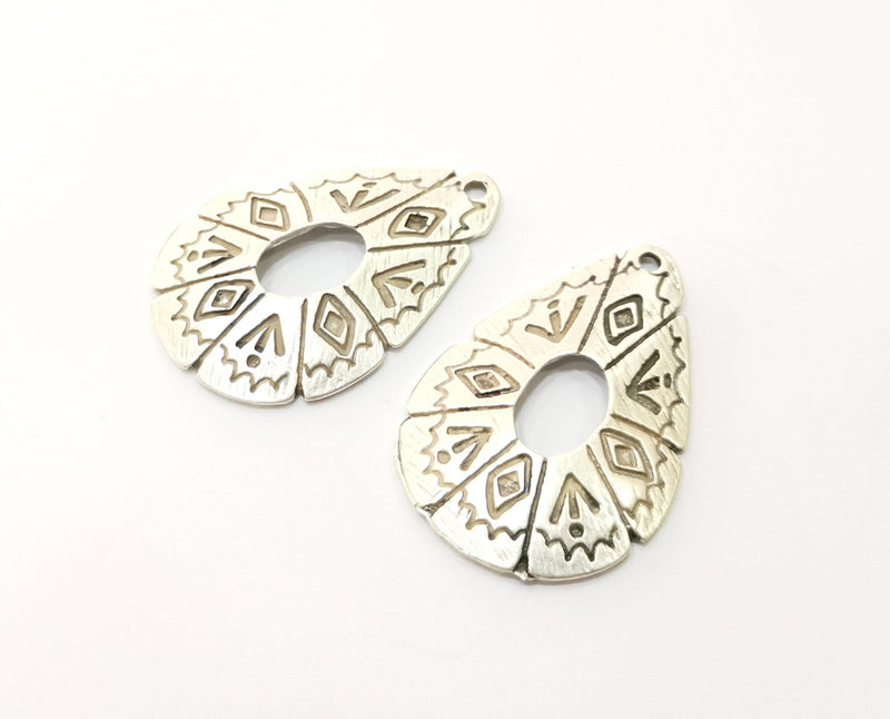 2 Silver Charms Antique Silver Plated Charms (39x26mm)  G17892