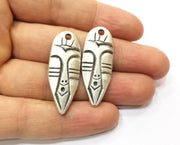 2 Silver Charms Antique Silver Plated Charms (39x15mm)  G17894