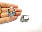 2 Silver Charms Antique Silver Plated Charms (47x33mm)  G17895