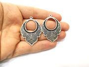 2 Silver Charms Antique Silver Plated Charms (47x33mm)  G17895